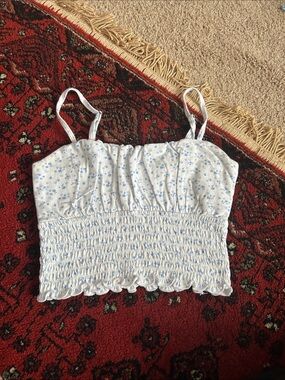 Hollister Light Blue Floral Smocked Camisole